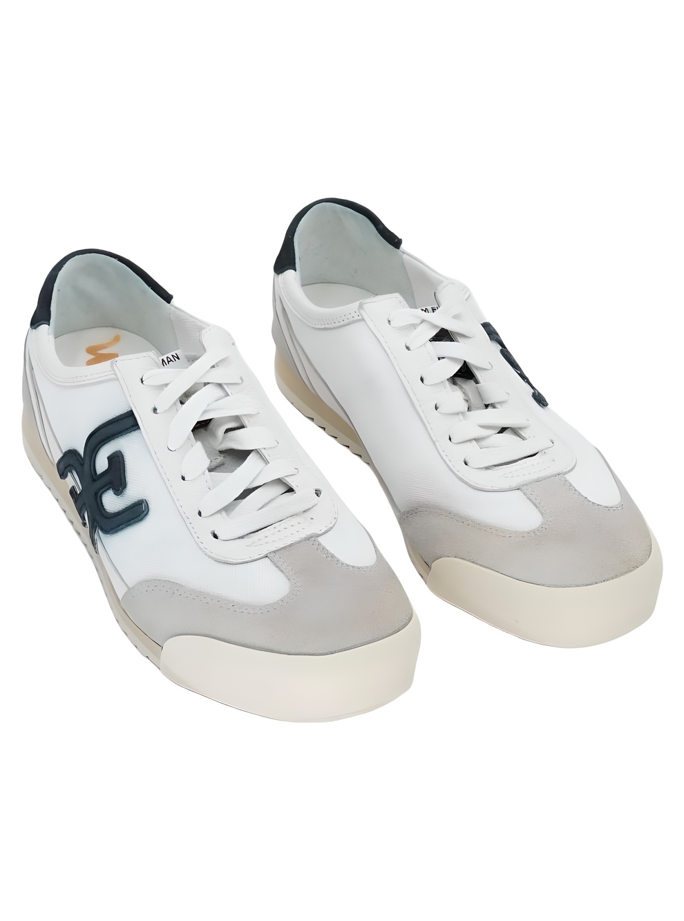Sam Edelman Ivey Lace-Up Sneakers Greige, Bright White Navy Size 7.5M